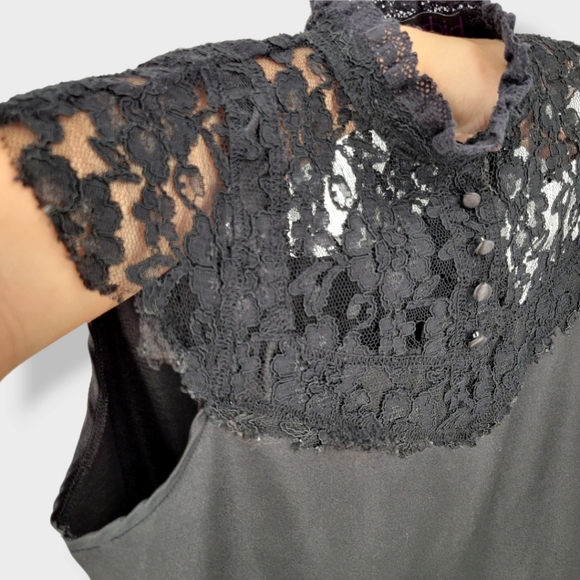 RARE VINTAGE Y2K MORBID Gothic Lace Blouse Black - Picture 5 of 14